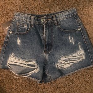 Pretty Little Thing ultra high rise denim shorts